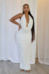 Viva Rhinestone Beaded Halter Maxi Dress